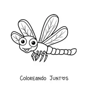 Imagen para colorear de caricatura de una libélula graciosa