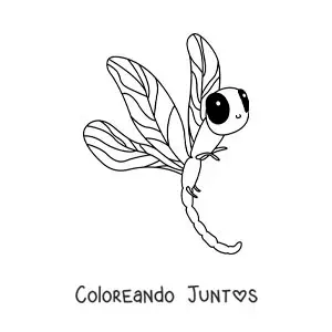 Imagen para colorear de libélula animada infantil