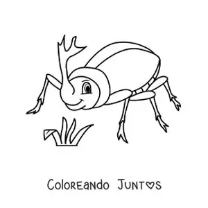 Imagen para colorear de escarabajo rinoceronte animado