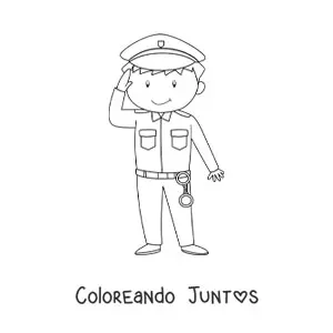 Imagen para colorear de un policía uniformado animado