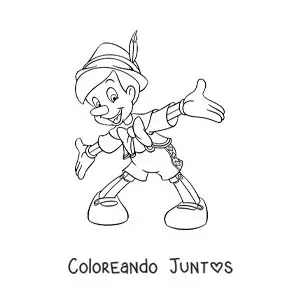 Imagen para colorear de Pinocho animado