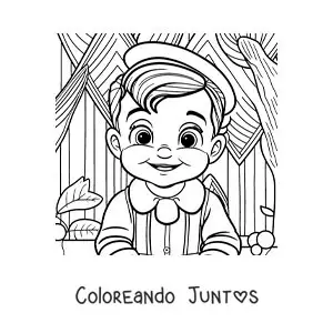 Imagen para colorear de Pinocho convertido en un niño de verdad