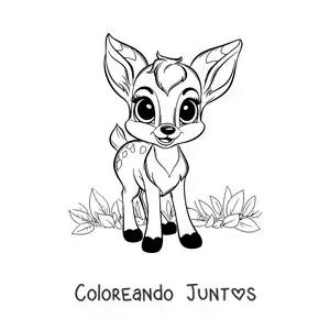 Imagen para colorear de Bambi kawaii animado