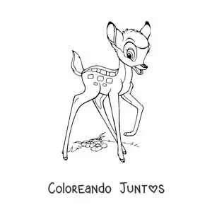 Imagen para colorear de Bambi caminando