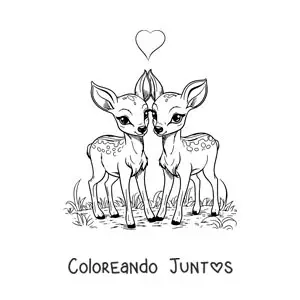 Imagen para colorear de Bambi y Falina enamorados