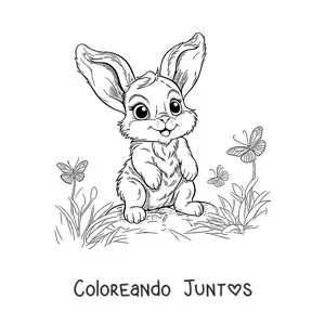 Imagen para colorear de Tambor el conejo kawaii