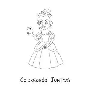 Imagen para colorear de la princesa Blancanieves animada