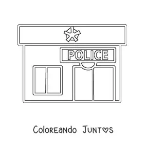 Imagen para colorear de una comisaría de policía