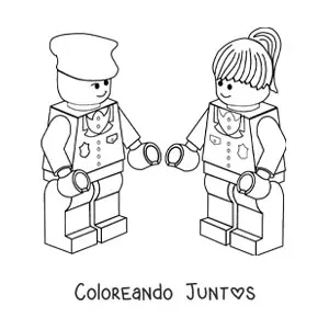Imagen para colorear de un par de policías de lego