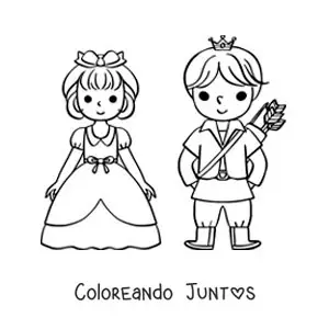 Imagen para colorear de Blancanieves y el príncipe animados
