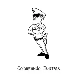 Imagen para colorear de una caricatura de un policía enojado