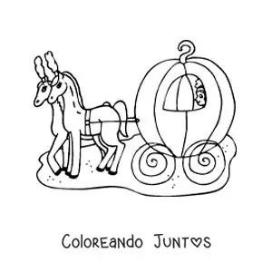 Imagen para colorear de el carruaje de Cenicienta con sus caballos
