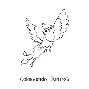 Imagen para colorear de ave fénix kawaii animado