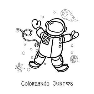 Imagen para colorear de un astronauta flotando en el espacio