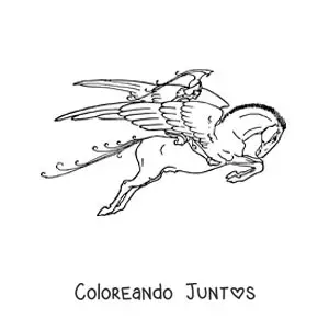 Imagen para colorear de Belerofonte volando sobre Pegaso