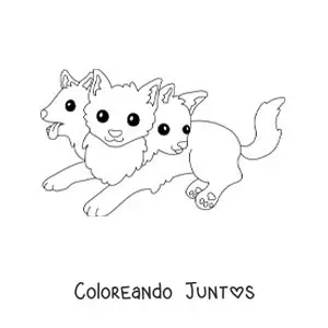 Imagen para colorear de can Cerberus kawaii