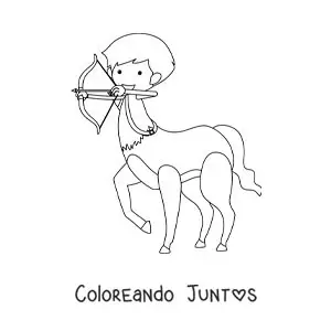 Imagen para colorear de centauro animado con arco y flecha