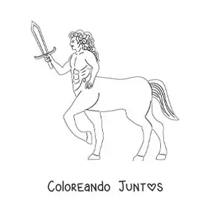 Imagen para colorear de centauro de la mitología con una espada