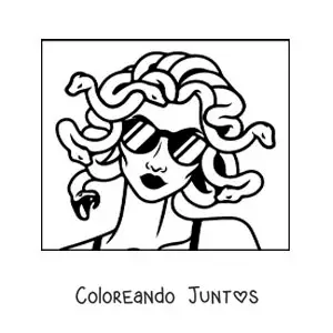 Imagen para colorear de Medusa la diosa con lentes de sol