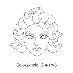 Imagen para colorear de la cabeza de Medusa animada