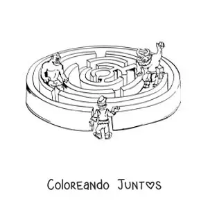 Imagen para colorear de el Minotauro animado en el laberinto