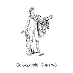 Imagen para colorear de estatua realista del dios Apolo