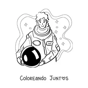 Imagen para colorear de una mujer astronauta sin el casco espacial