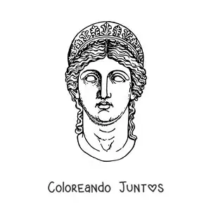 Imagen para colorear de estatua del rostro de la diosa Hera