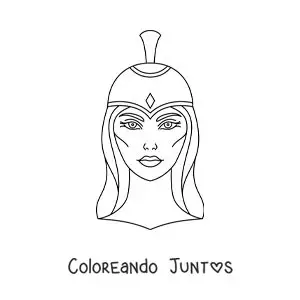 Imagen para colorear del rostro de Atenea la diosa griega guerrera