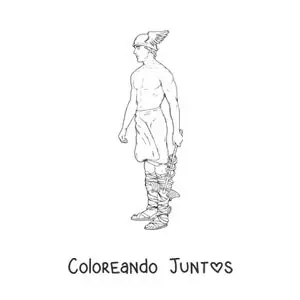 Imagen para colorear de Hermes realista con su casco alado y su bastón