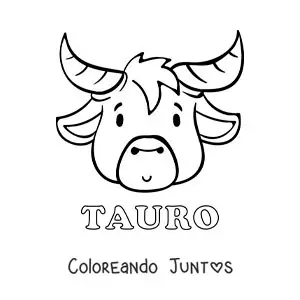 Imagen para colorear de toro del signo tauro animado con su nombre
