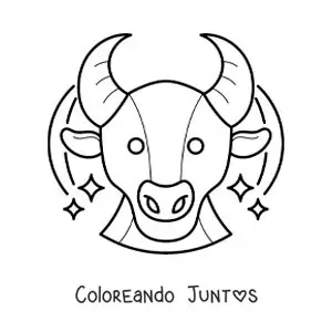 Imagen para colorear de cabeza de toro del signo zodiacal tauro
