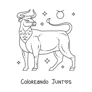 Imagen para colorear del toro del signo tauro y su símbolo