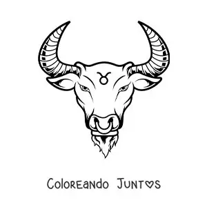 Imagen para colorear del toro del signo tauro realista y su símbolo
