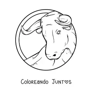 Imagen para colorear del toro del signo zodiacal tauro realista grande