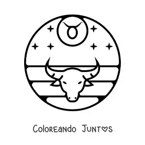 Imagen para colorear de toro de tauro con el símbolo del signo