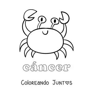 Imagen para colorear de cangrejo del signo cáncer animado