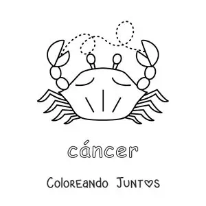 Imagen para colorear de cangrejo con el nombre del signo cáncer