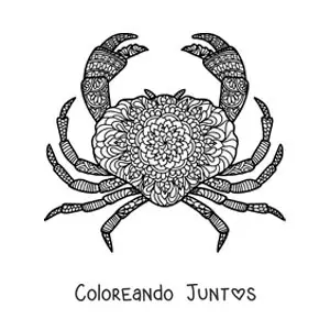 Imagen para colorear de mandala de un cangrejo del signo zodiacal cáncer