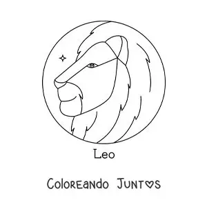 Imagen para colorear de león de leo con el nombre del signo