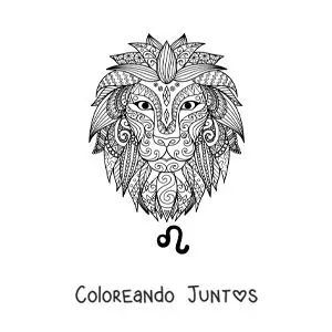 Imagen para colorear de mandala del león del signo leo