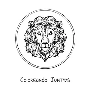 Imagen para colorear de león del signo leo realista