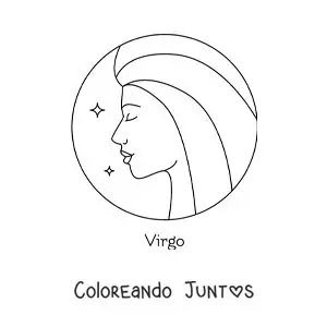 Imagen para colorear de mujer de virgo con el nombre del signo