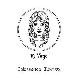 Imagen para colorear de una mujer realista con el símbolo de virgo