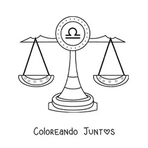 Imagen para colorear de balanza de la justicia de Libra con su símbolo
