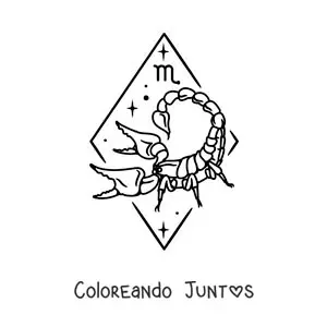 Imagen para colorear de escorpión animado con el símbolo de Escorpio