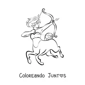 Imagen para colorear de centauro arquero del signo de Sagitario animado