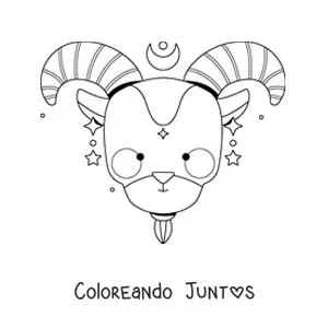 Imagen para colorear de cabra animada kawaii de Capricornio