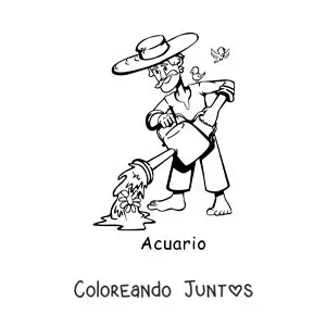 Imagen para colorear de caricatura infantil de la mitología del signo Acuario