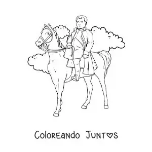 Imagen para colorear de Napoleón Bonaparte animado en su caballo